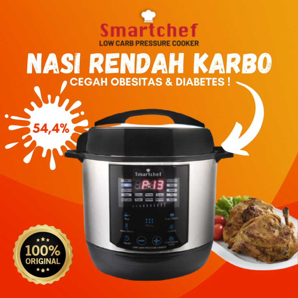 Smartchef Low Carbo Pressure Cooker / Presto Listrik / Rice Cooker Rendah Gula