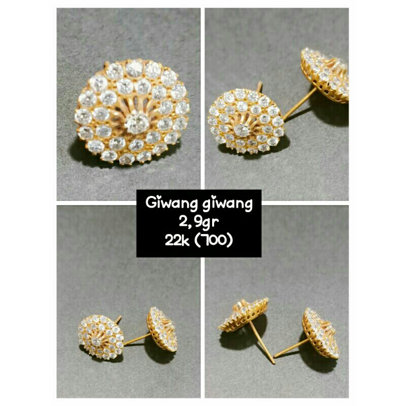 Giwang permata emas asli 22k(700)