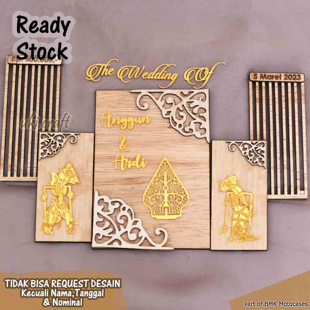 Ramayana - Satu Set Bahan Dekorasi Aksesoris Hiasan Bahan Mahar Plywood Mix Gold Nama / Tgl / Nomina