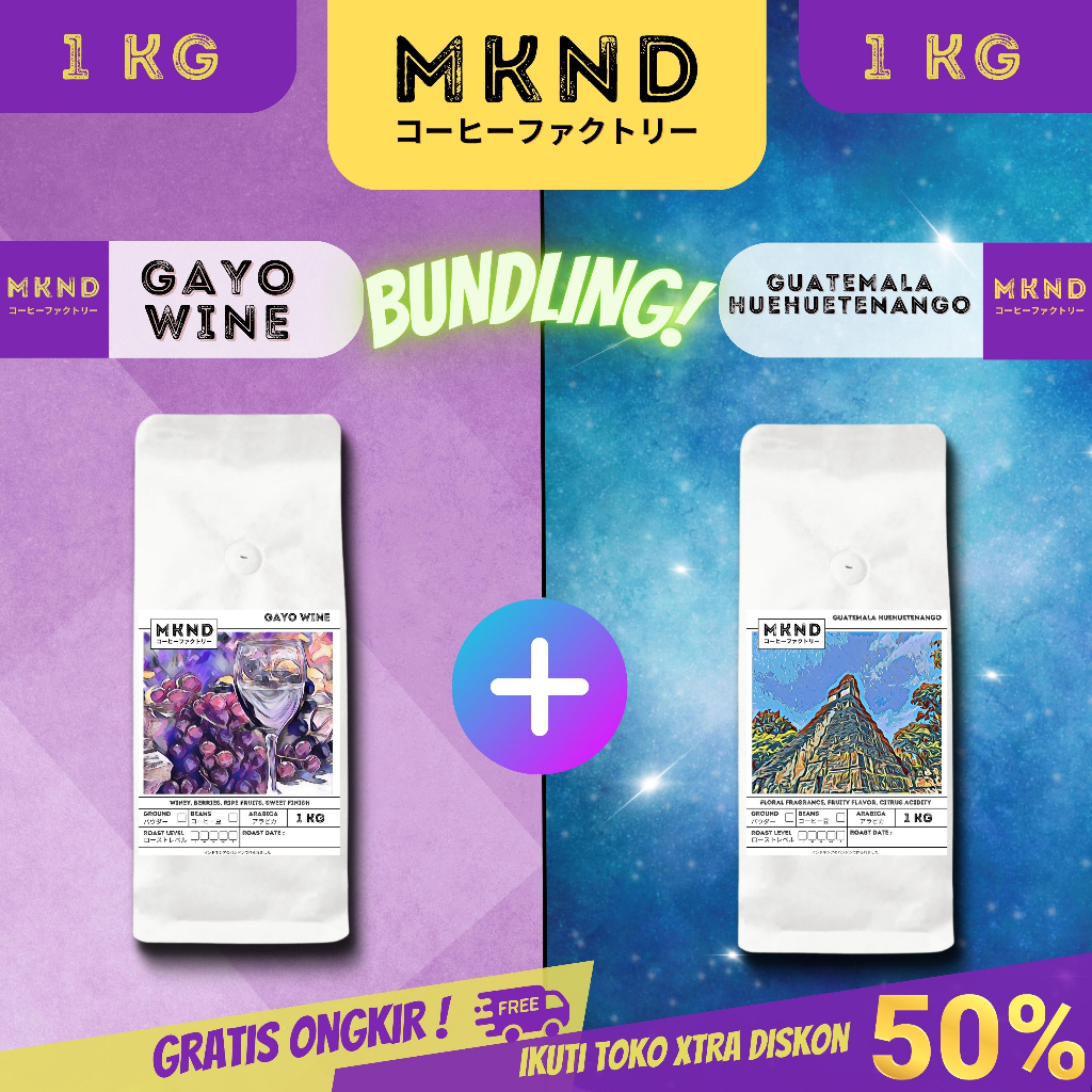 

MKND® BUNDLING HEMAT 2X1KG GAYO WINEY SINGLE ORIGIN + KOPI ARABIKA GUATEMALA HUEHUETENANGO SPECIALTY SINGLE ORIGIN IMPORTED BEANS PROMO DISCON | BIJI BUBUK | SINGLE ORIGIN | PREMIUM COFFE | ROASTED BEANS | MANUAL BREW | COFFE ROASTERY