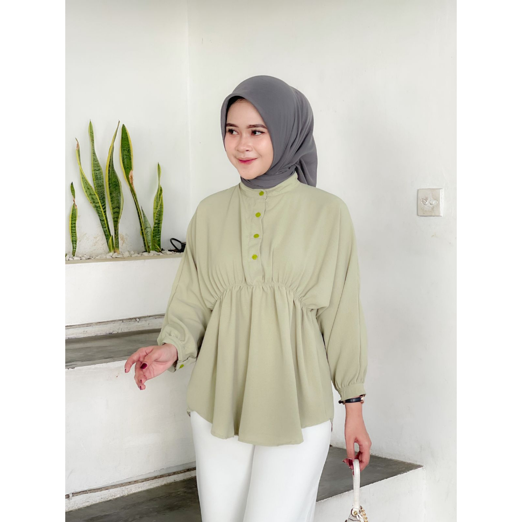 Ayasha Hijab - Livi Blouse Crinkle Bluse Wanita Serut Depan Baju Crincle Airflow Busui Frendly