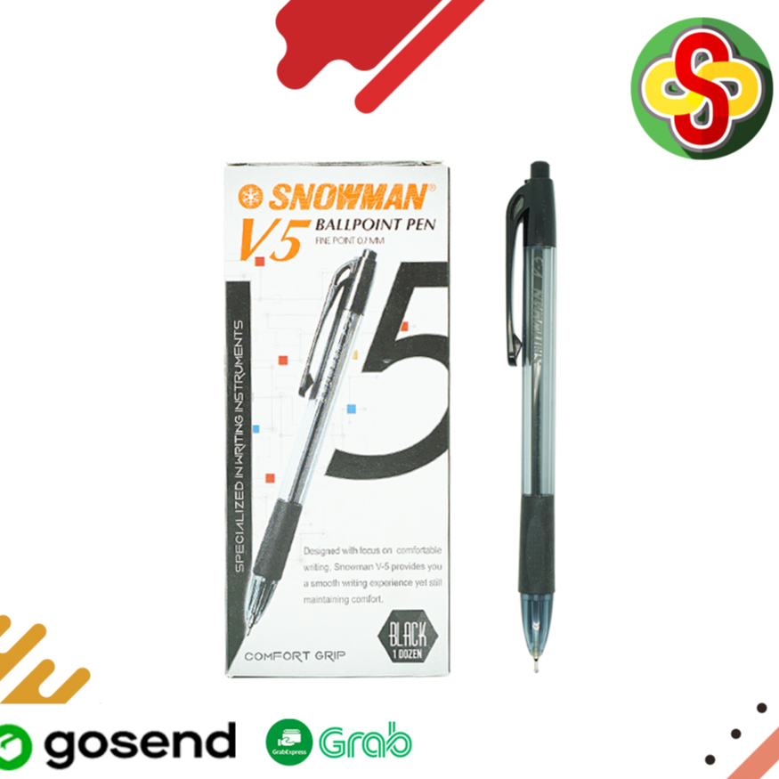 

Pulpen / Ballpoint Pen Snowman V-5 0.7 mm - Hitam