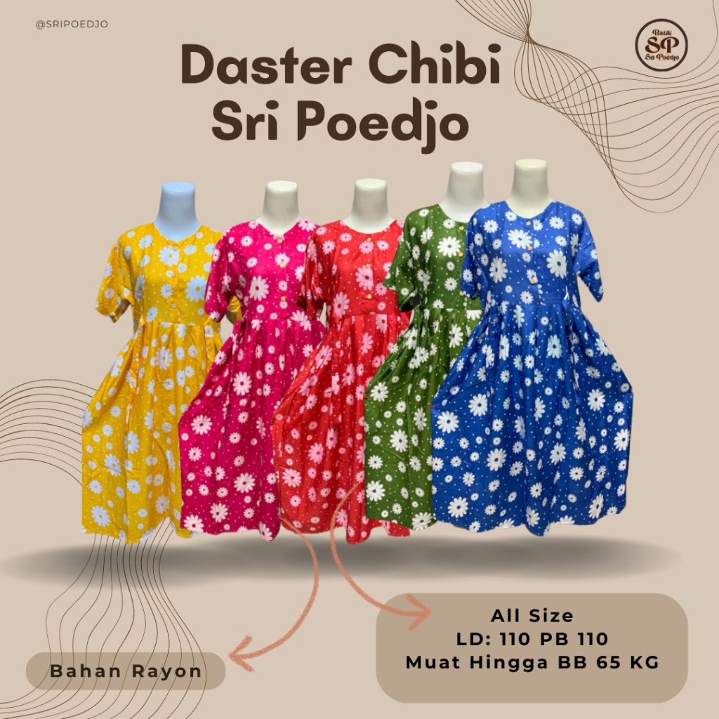 Daster chibi motif bunga