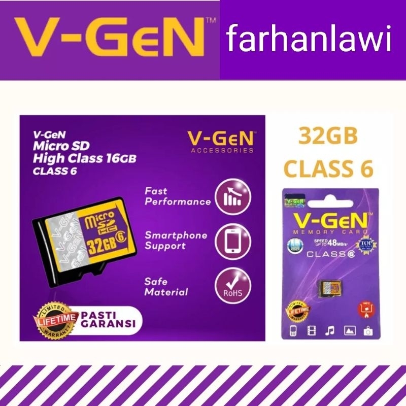 Memory Card Micro SD V-GEN 8GB 16GB 32GB CLASS 6 Ori MMC V-GEN