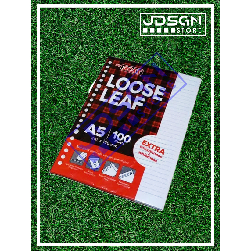 

A5 KERTAS REFILL, ISI BINDER, LOOSE LEAF 100 LEMBAR BIG BOSS GARIS