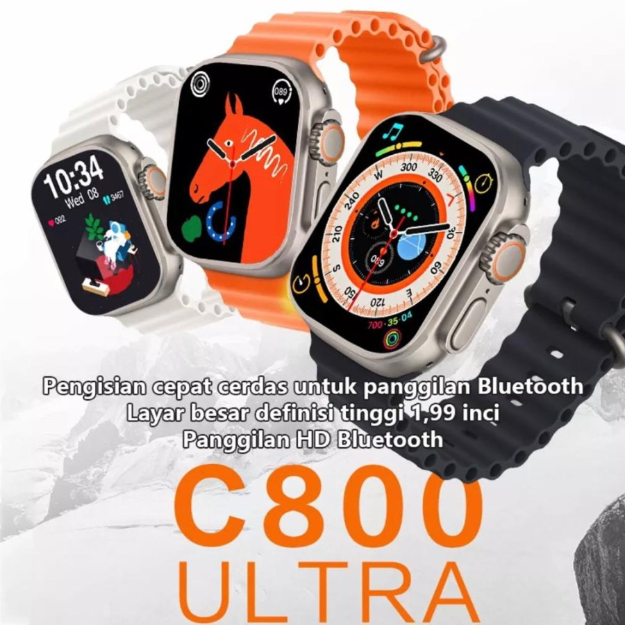 Smartwatch C800 Ultra Wireless Charging Jam Tangan pria wanita Anak