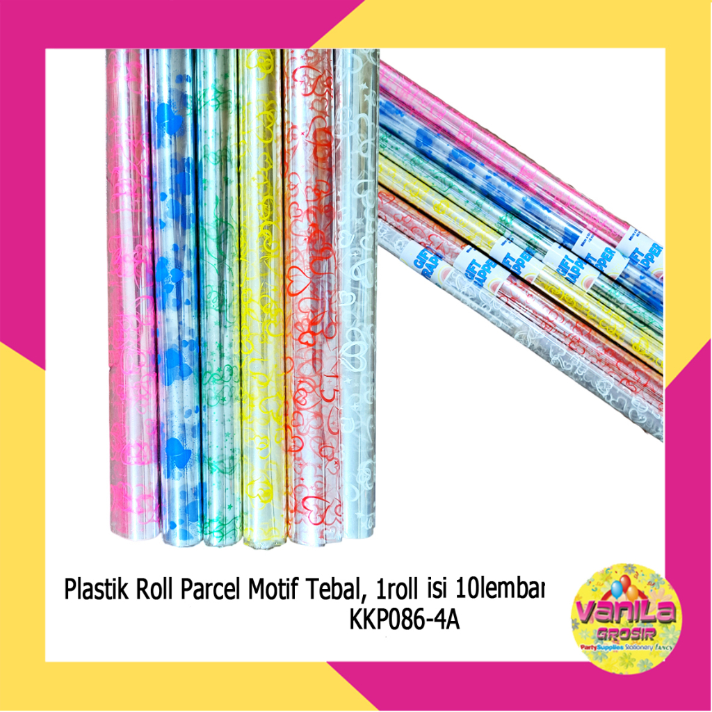 (1Roll Isi 10pcs) Plastik Roll Parcel Motif Tebal, plastik opp parcel, plastik bungkus souvenir, bun
