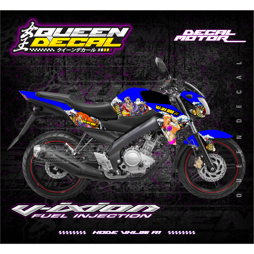 Decal Motor Vixion Injection Tahun 2012-2015 / Stiker Striping Decal Vixion Lightning New / Stiker M