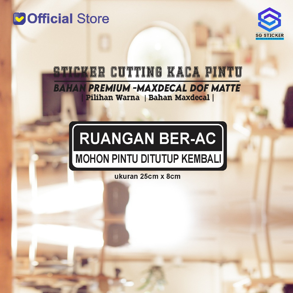 STIKER MOHON PINTU DITUTUP KEMBALI RUANG BER AC STICKER CUTTING
