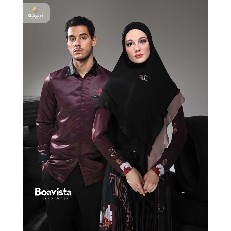 RITZ SYARI] GAMIS SYARI / DRES SET PRINTING " BOAVISTA PITSTOP SERIES SET " By Ritz Syari