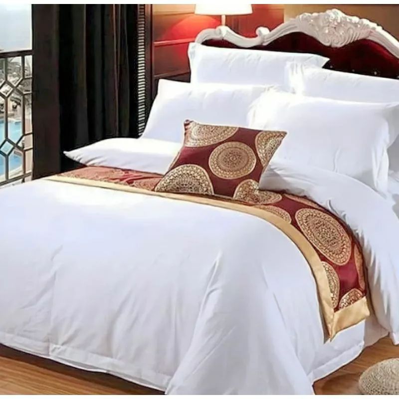 BEDCOVER SET SPREI HOTEL KATUN LOKAL PREMIUM POLOS PUTIH