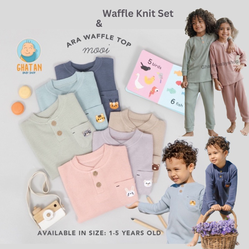Mooi Setelan Ara Waffle Top & Waffle Knit Set