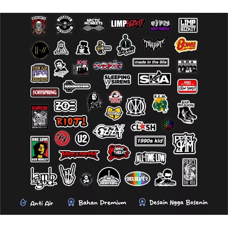 

Stiker Band - Classic Rock Metal 12 pcs (Random)