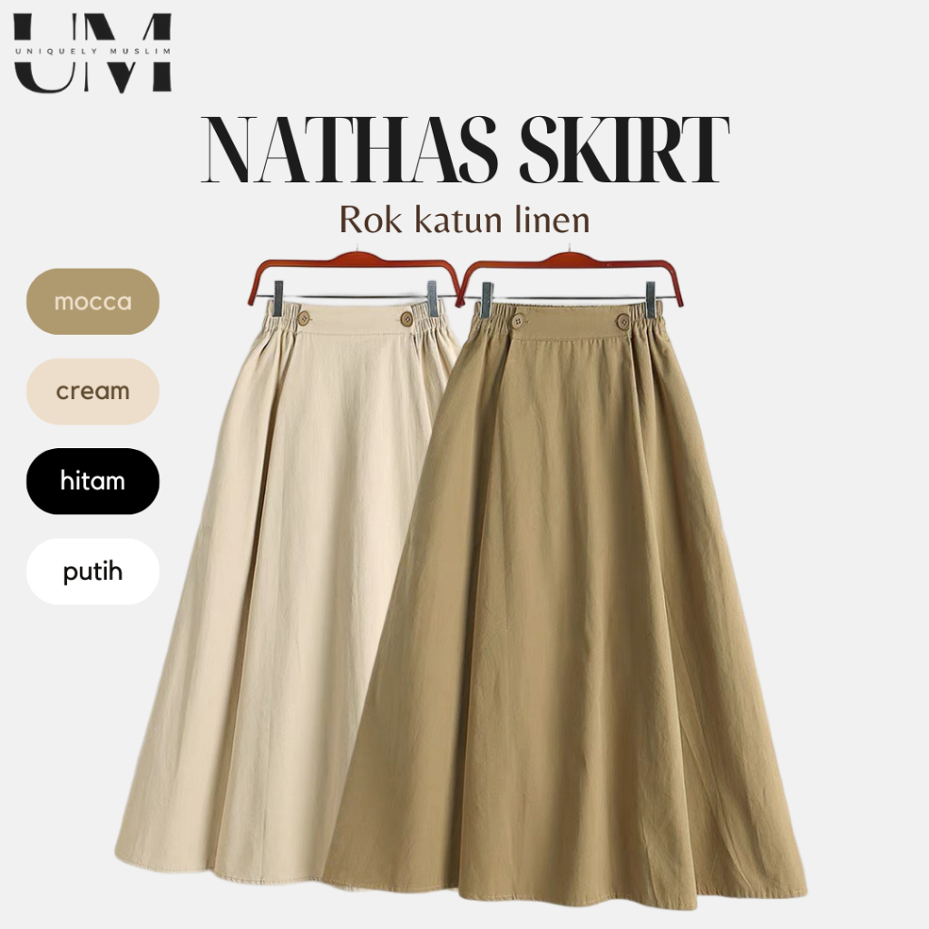 Rok Casual Wanita Nathas Skirt / Rok Panjang Wanita Katun Linen Polos / Rok Wanita Korea Linen Basic