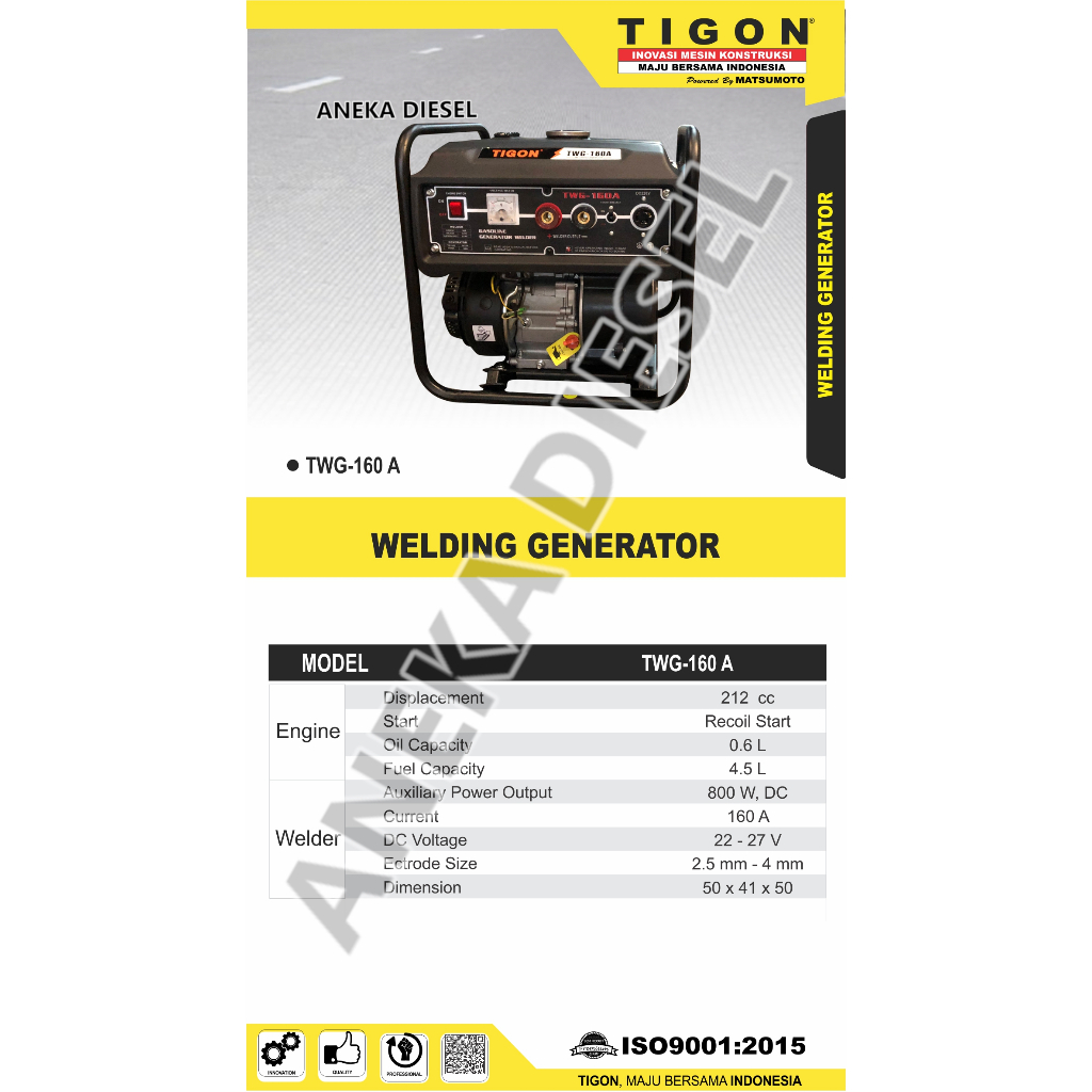Generator Welder TIGON TWG 160A Generator Welder Genset Las TWG 160A TIGON