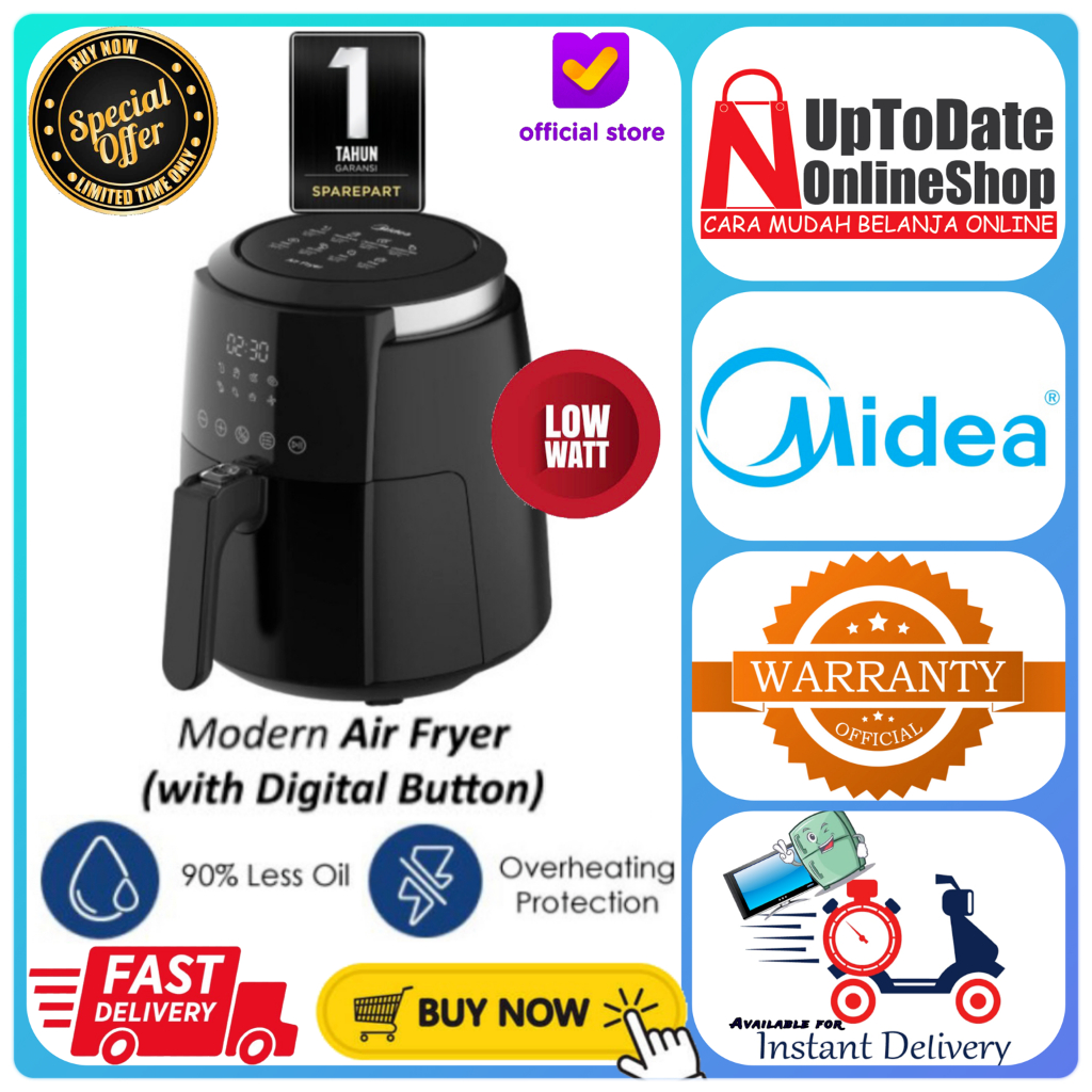 AIR FRYER MIDEA MF-CN35B MF CN35B CN35B HEALTHY PREMIUM AIRFRYER 4.7L MIDEA TOUCH CONTROL