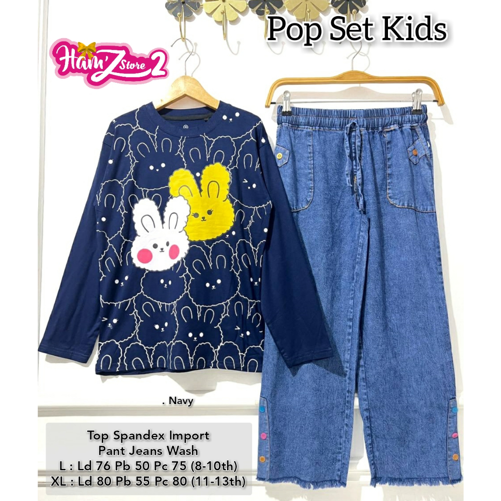Set Pop Blouse Atasan Celana Setelan Baju Anak Dress Maxy Remaja Kids Baby Girl Busana Maxi Jeans Te