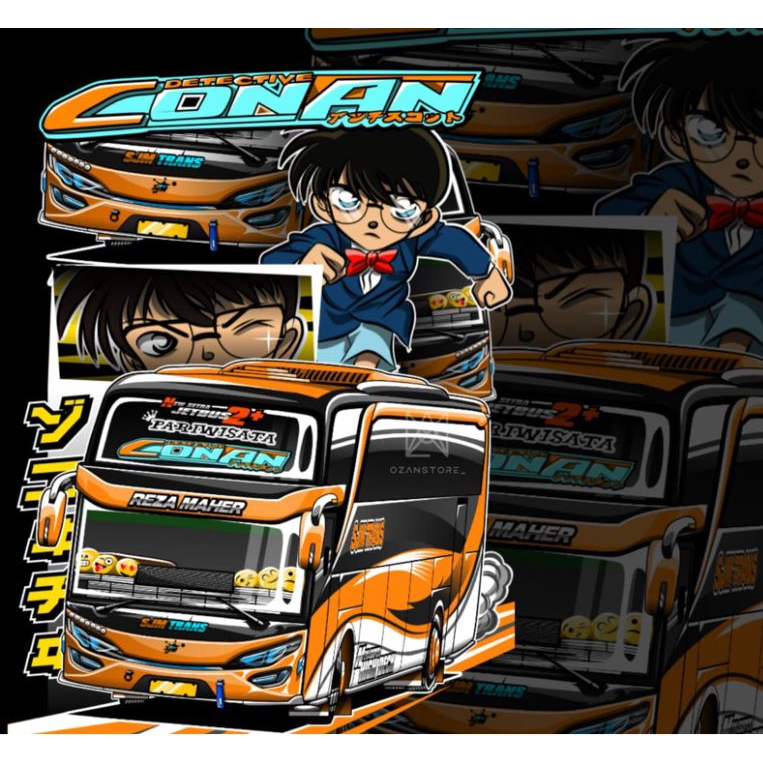 Stiker Bus Sjm Trans Conan Hologram Cutting Lasser