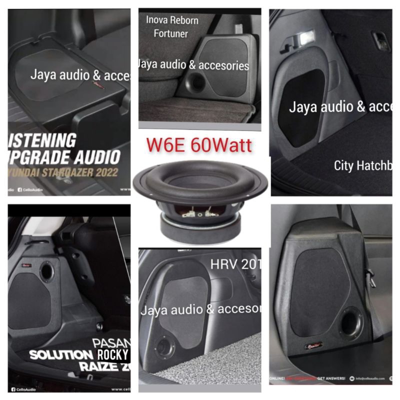 Subwoofer pnp box Cello 6inch W6E Stargazer -Raize--Inova-Fortuner-Xpander -HRV-Rocky-City Hatchback