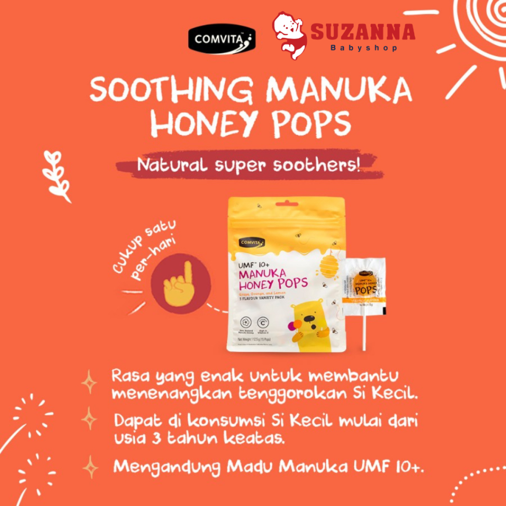 

Comvita Kids Soothing Manuka Honey Pops UMF10+ / Permen Madu Anak UMF 10+