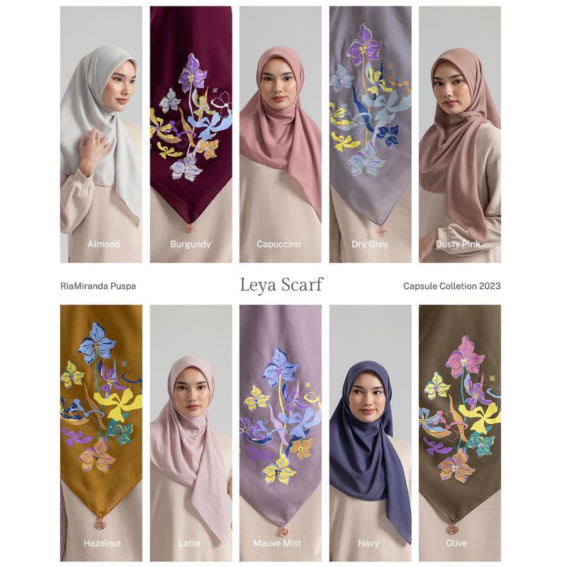 Leya Scarf Riamiranda Puspa RM Kerudung Segiempat Voal Hijab Polos Ria Miranda Original