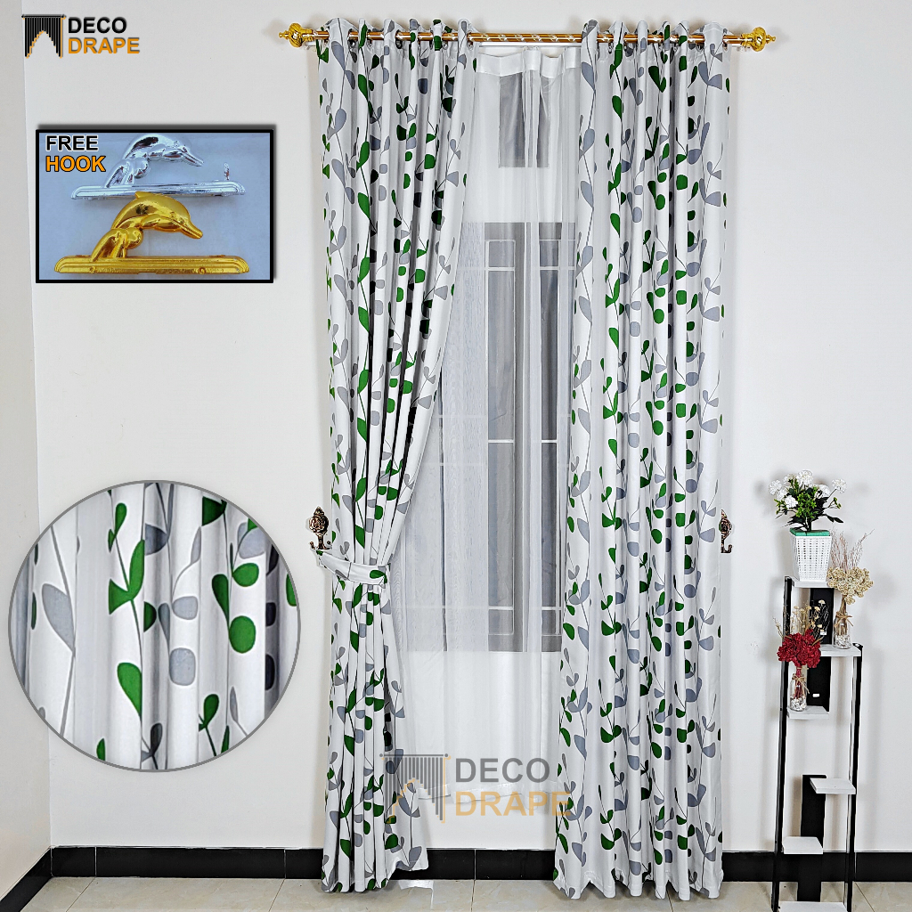 Gorden Pintu Rumah Mewah Motif Daun Kain Satin Bridal