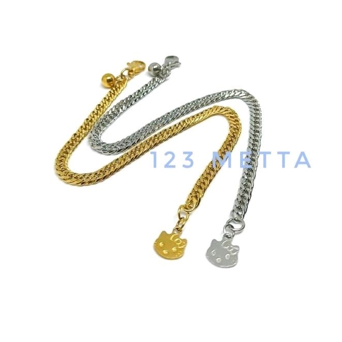 Gelang Titanium Asli Rantai gepeng Anti Luntur