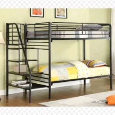 Dipan Susun Besi Murah Ranjang Tingkat Costum Cat Putih Hitam Abu