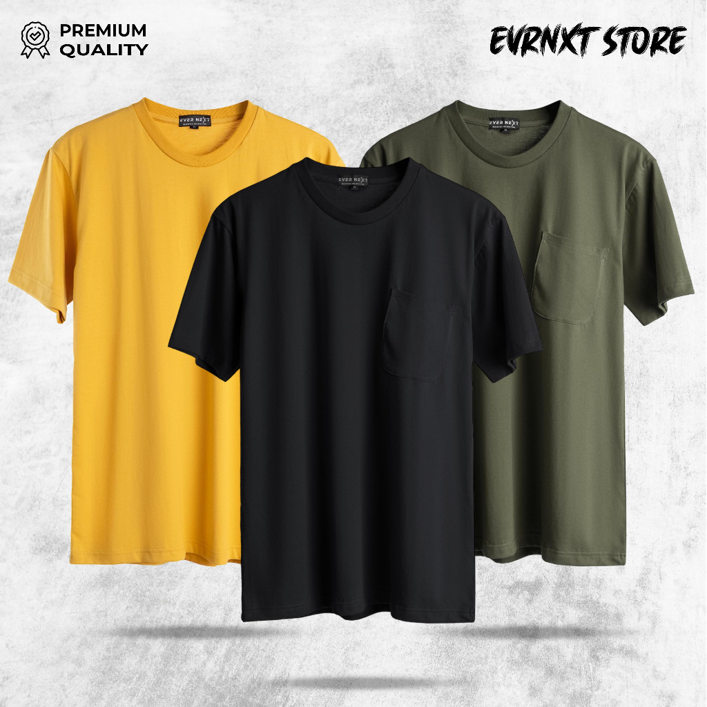 Baju T Shirt Kaos Tshirt Pocket Kantong Pria Cowok Polos