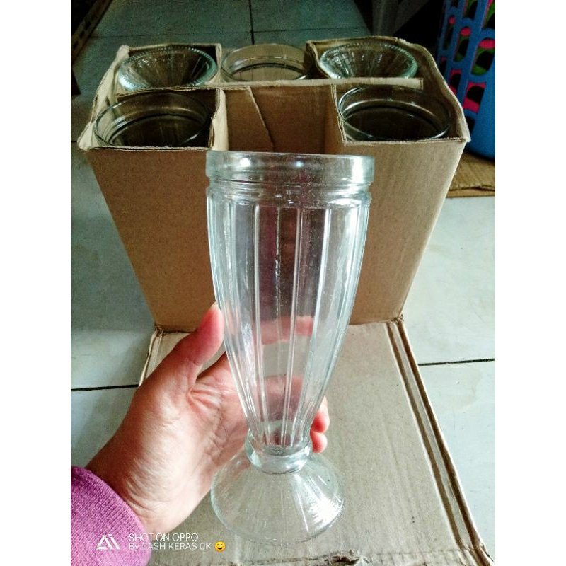 GELAS KACA UNIK/GELAS JUS TINGGI/GELAS JUS BERMOTIF GARIS