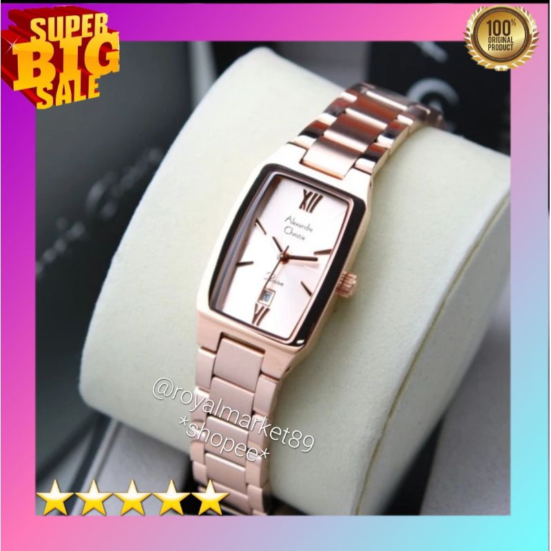 [WARNA LAIN GESER FOTONYA] ORIGINAL JAM TANGAN WANITA ALEXANDRE CHRISTIE CEWEK ANALOG RANTAI STAINLE