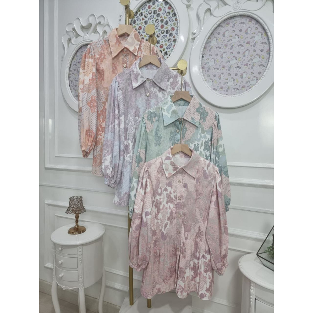 Kemeja / Blouse Plisket Etnik by Meijiwang