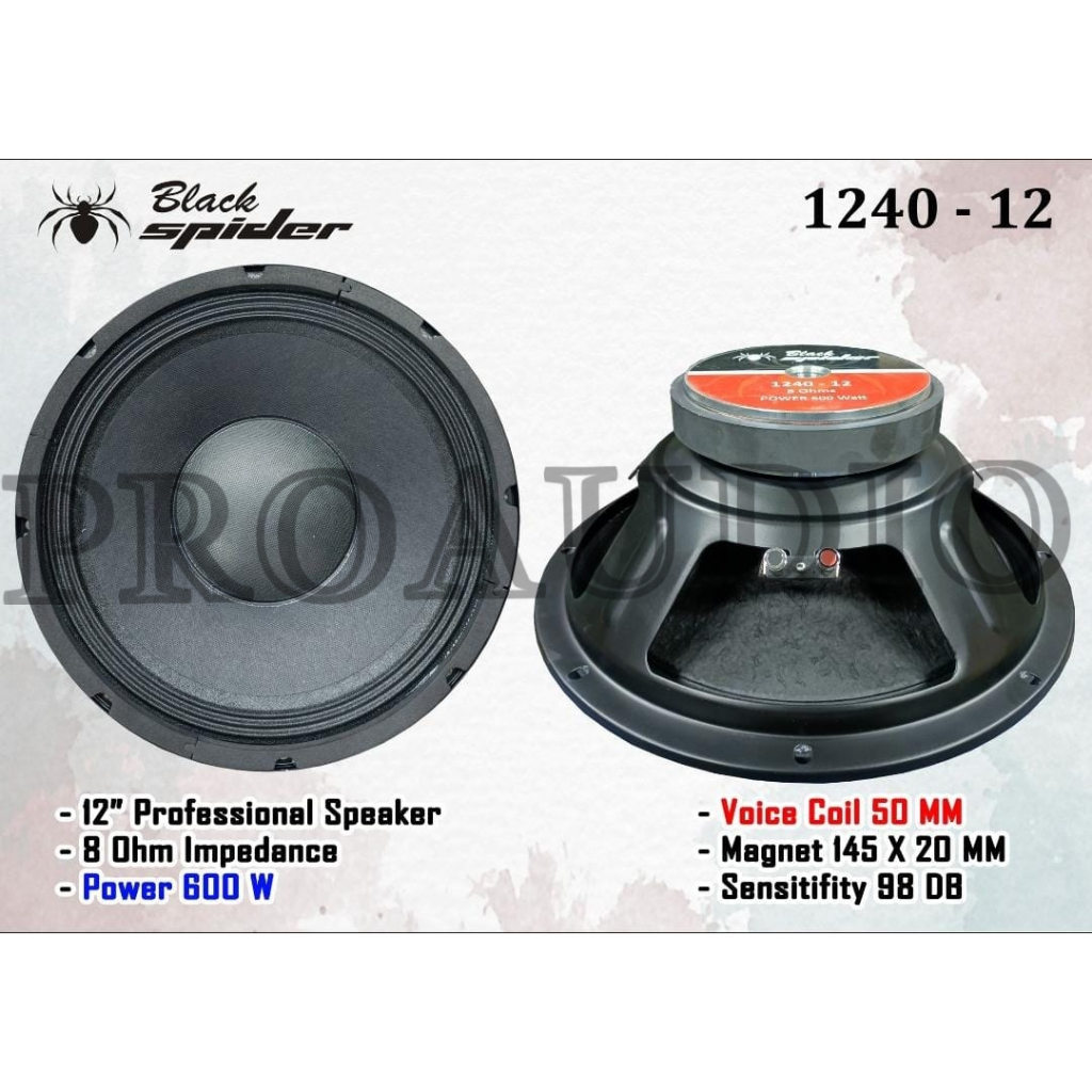 Speaker Komponen Black Spider 12inch BS 1240-12 BS 1240 12 Original