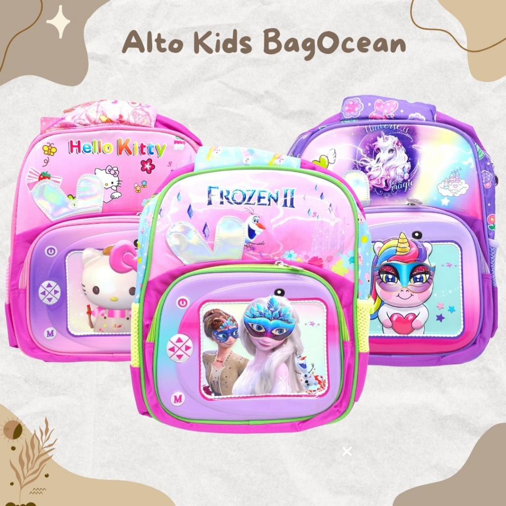 Tas Anak Cewek ALTO BUNNY EAR ANIMASI TIMBUL MOTIF 14 INCHI MURAH MENGKILAT / Ransel Anak TK SD IMPO