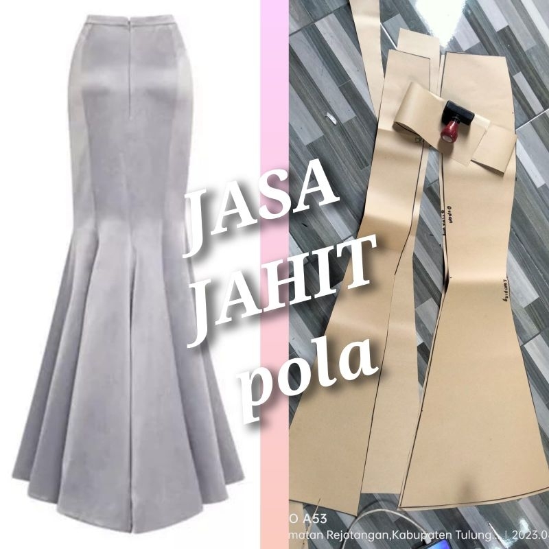 pola instan  pola jiplak rok duyung