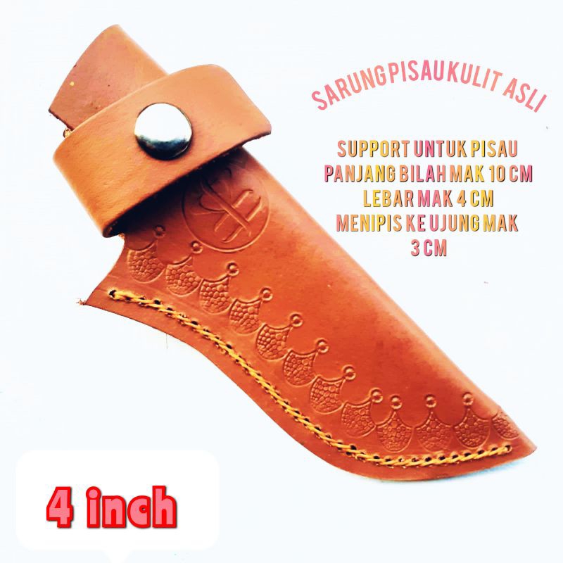 Sarung Pisau Kulit Impor Bilah Lurus 4 Inch 10 cm