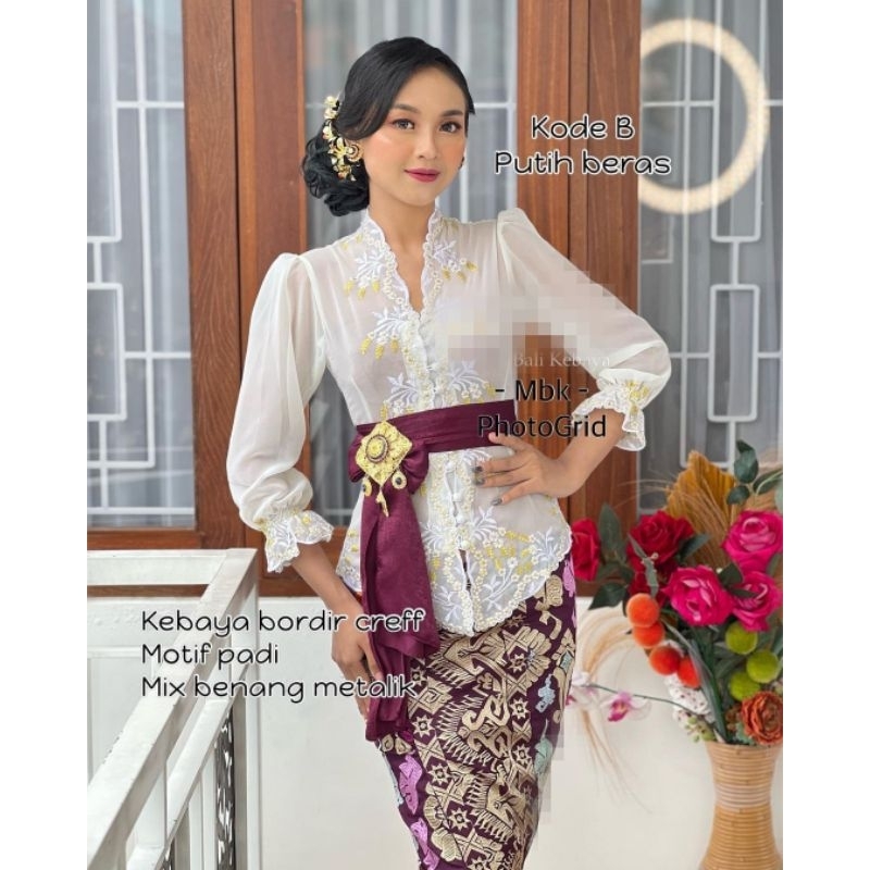 Kebaya Jadi Bordir Tangan Balon Motif Padi || Kebaya Adat Bali Modern || Kebaya Adat Bali Kekinian |