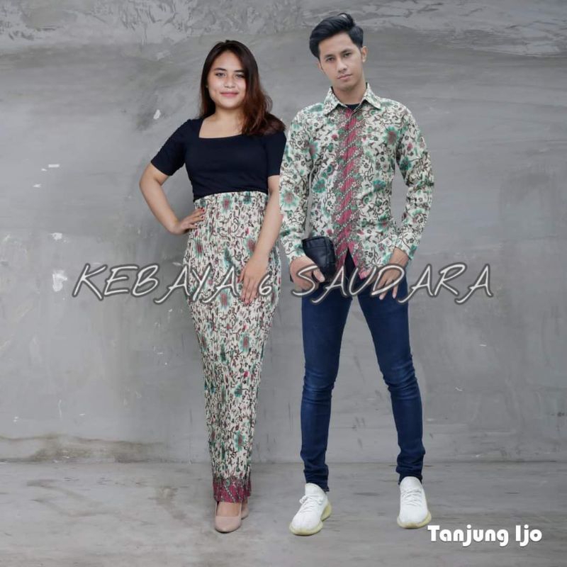 BATIK COUPLE PASANGAN / KEMEJA BATIK LENGAN PANJANG / ROK PLISKET / KEMEJA COUPLE ROK PLISKET