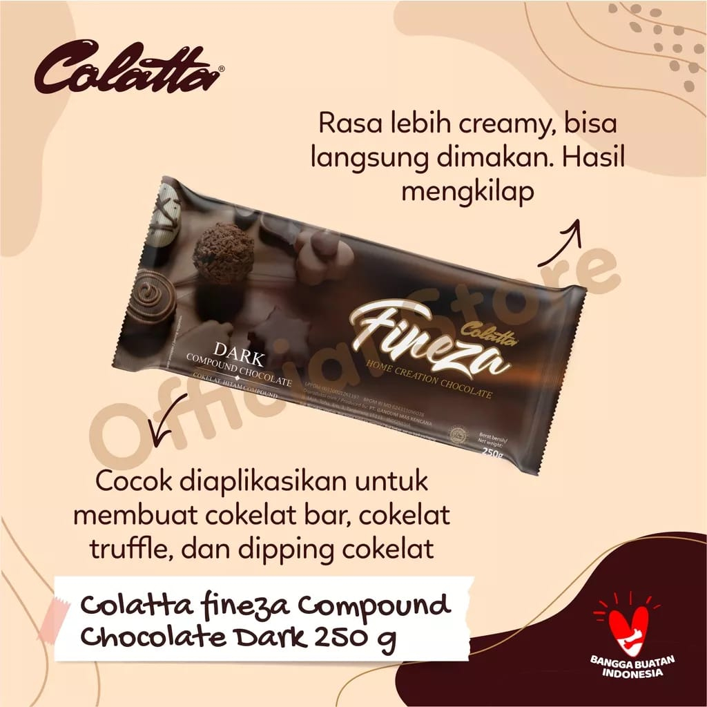 

Colatta Compound Chocolate Dark - Coklat Batang 250g / Colatta fineza Compound Chocolate Dark stroberry milk