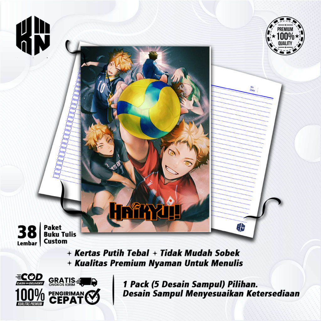 

Buku Tulis Sekolah Custom Tema HAIKYUU Bergaris 38 Lembar 1 Pak Isi 5 Buku/ Buku Tulis Anime/ Buku Aesthetic/ Buku Catatan