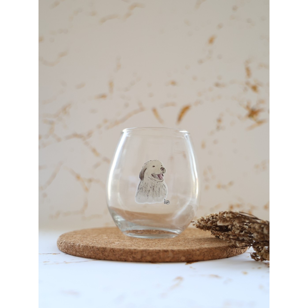 Gelas Kaca Lucu Estetik / Aesthetic Motif Binatang Anjing Golden Retriever / Gelas Estetik Korea / G