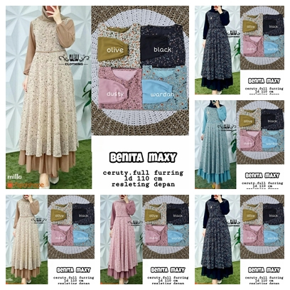 Benita Maxy Dress Gamis Ceruty LD 110