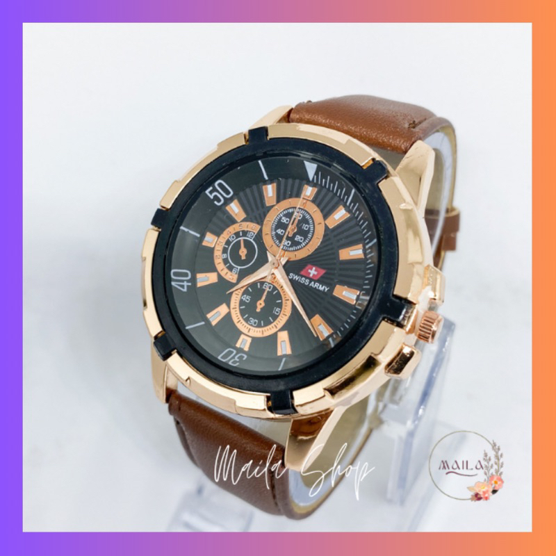 MAILA Jam Tangan Pria Tali kulit Casual Keren Terbaru