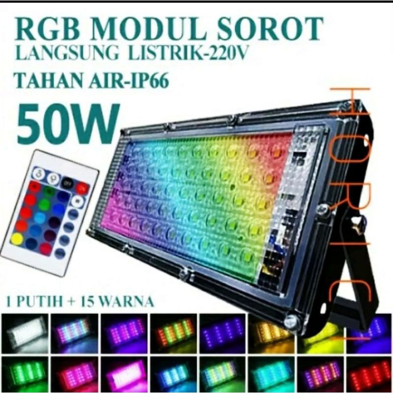 LAMPU SOROT RGB 50WATT SLIM 220V