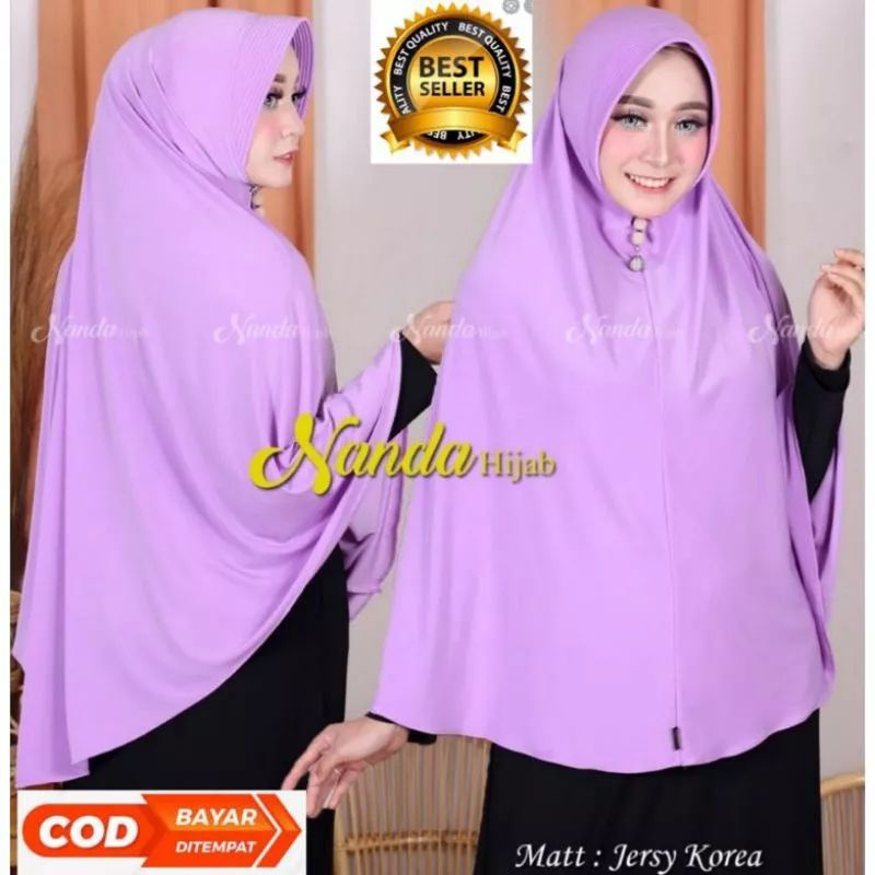 Jilbab Instant Jersey Korea Super XL ORI By Nanda Hijab