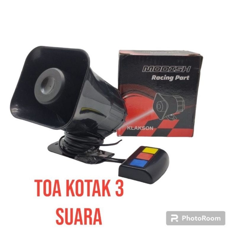 Klakson Toa Sirine 3 suara Klakson Toa kotak 3 tombol Motor Mobil Universal