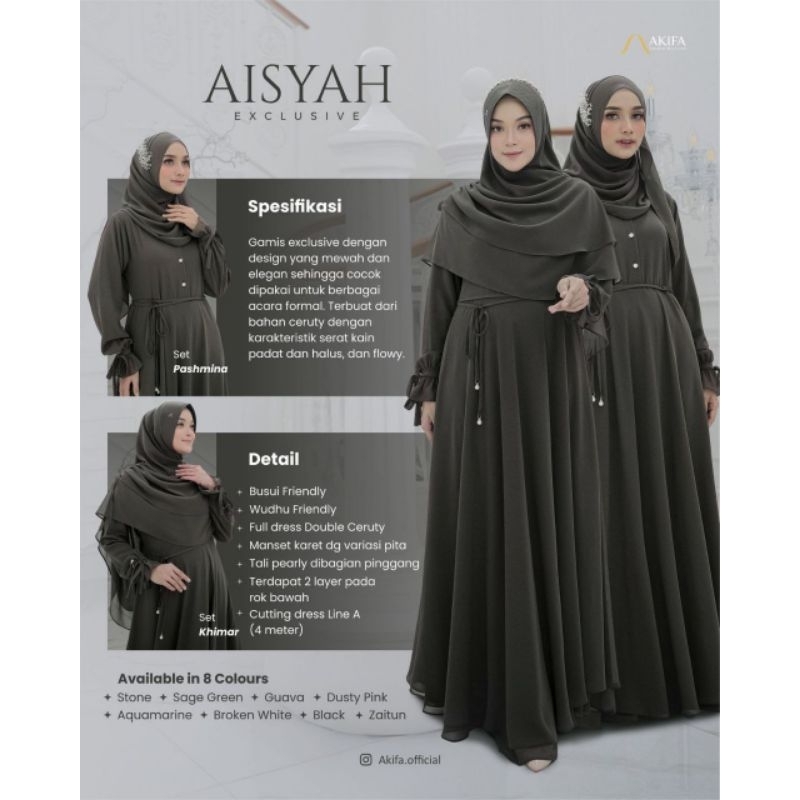 AISYAH by AKIFA#Gamis PO 18Agust#Ready 23 September#Gamis Set Khimar & Pashmina