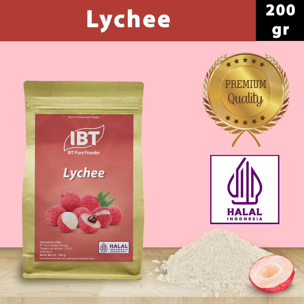 

Pure Lychee Powder Essence Murni Bubuk Leci Import Makanan Kue 200 gr