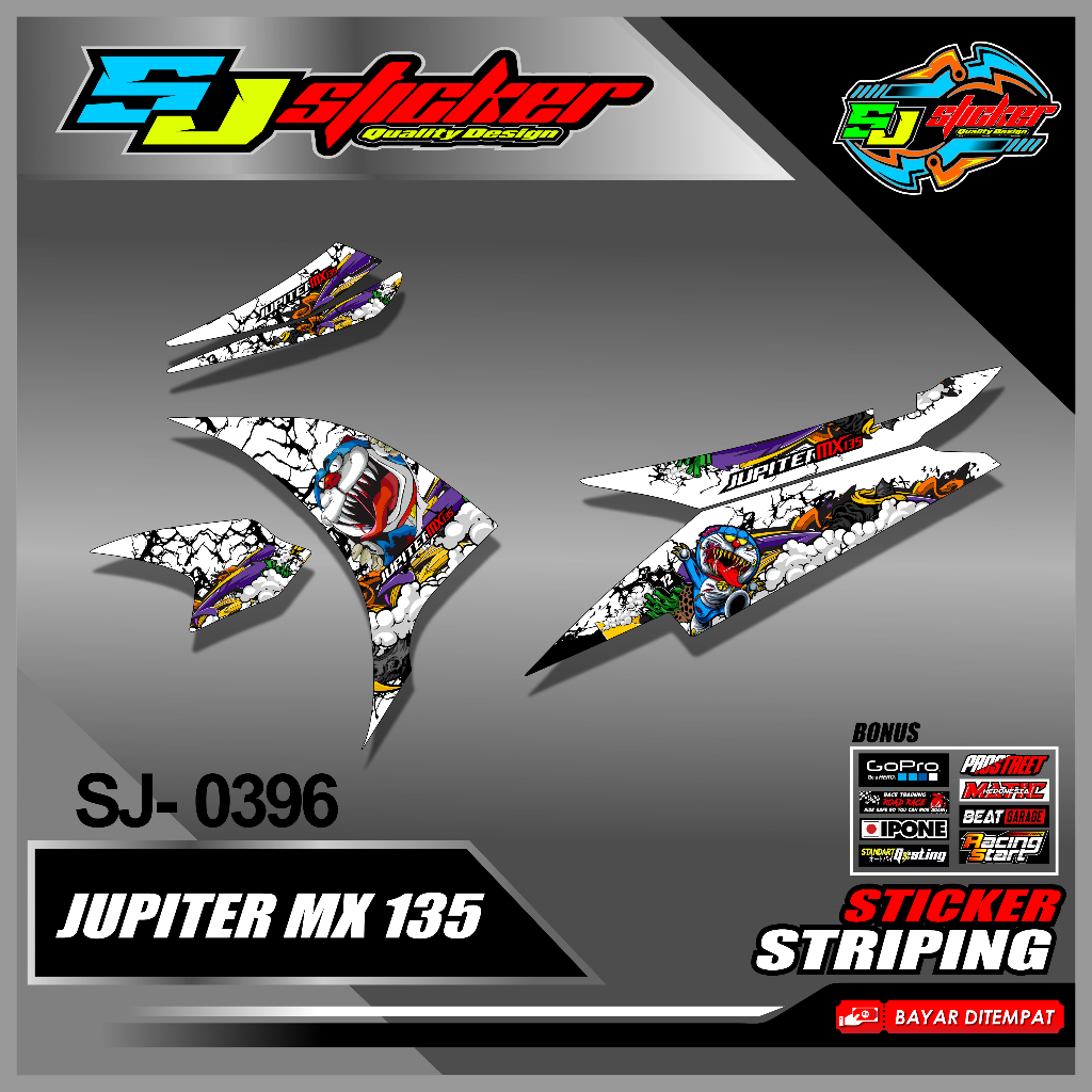 0396 STICKER JUPITER MX 135 DISAIN DORAEMON ZOMBIE-STRIPING JUPITER MX135 NEW SEMIIFULL