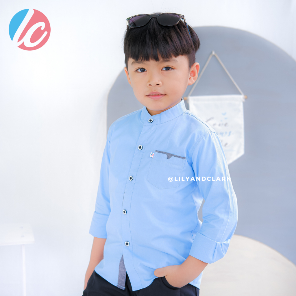LILY AND CLARK KEMEJA ANAK LENGAN PANJANG STELL BLUE KKP14